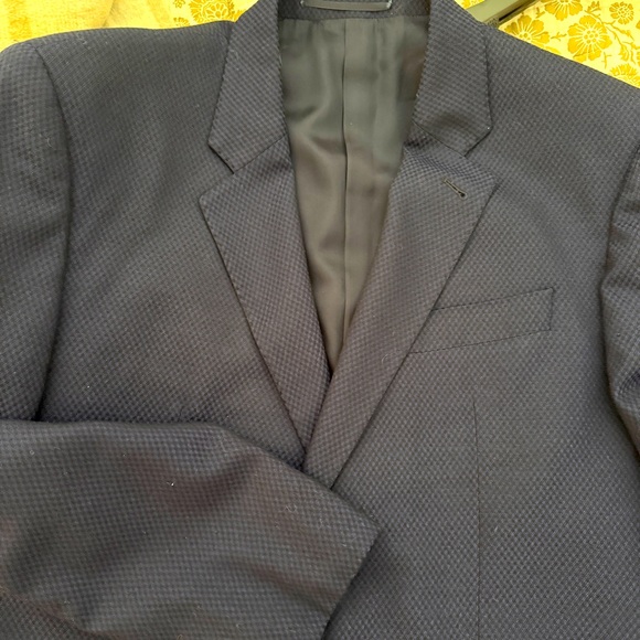 Armani Collezioni Wool Blend Sportcoat Blue/ Black Diamond Pattern Sz 44R EUC - Picture 9 of 9